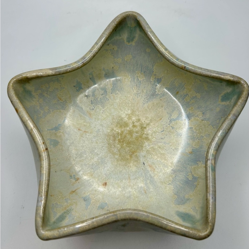 Vintage Japanese star shape stoneware drip glazed bowl